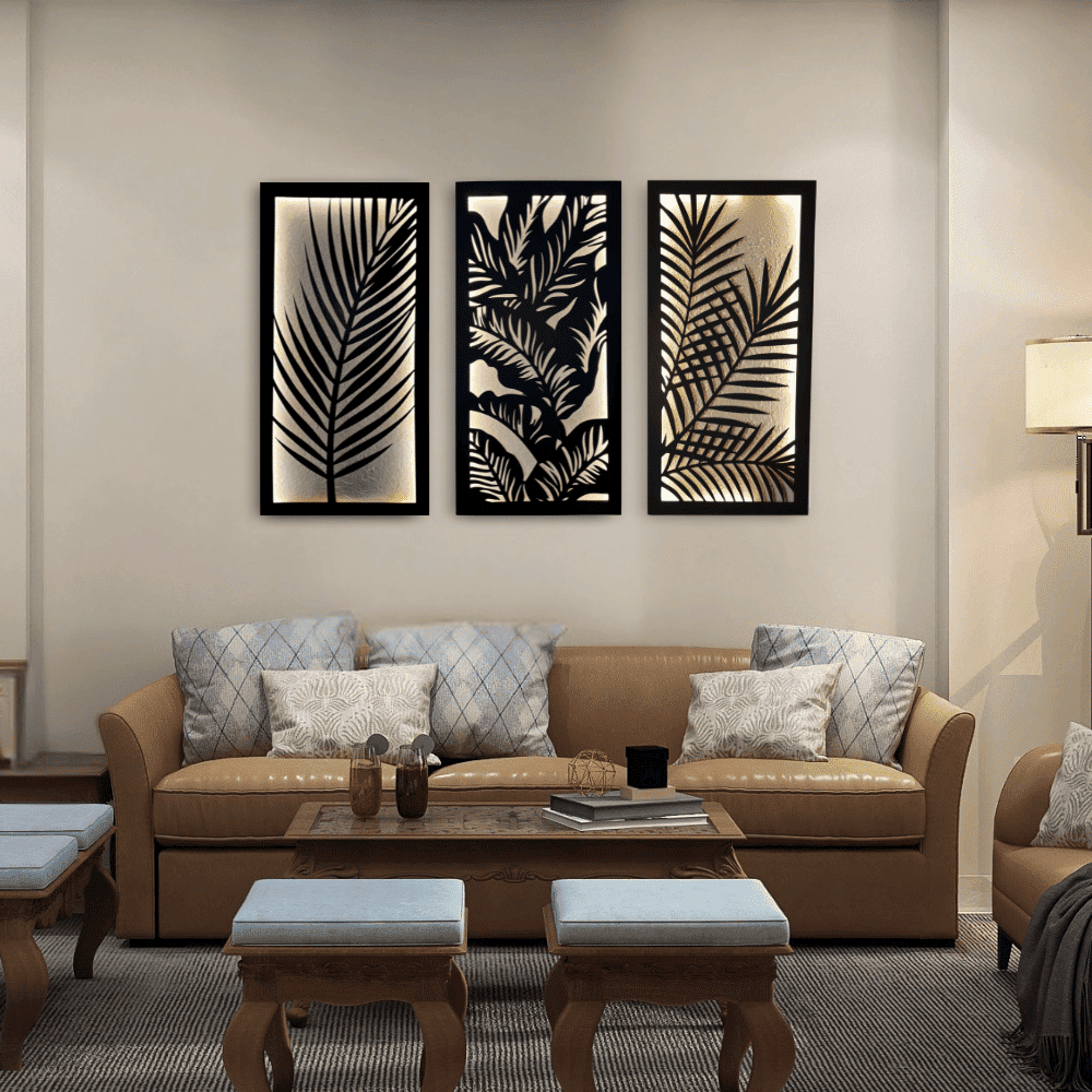 Lit Leaf Panels (Set of 3 Frames)