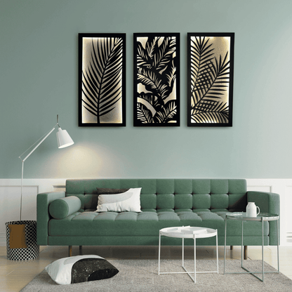 Lit Leaf Panels (Set of 3 Frames)