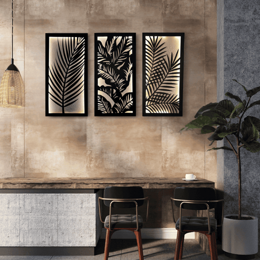 Lit Leaf Panels (Set of 3 Frames)