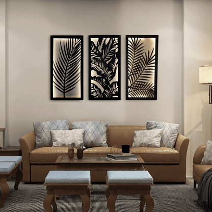 Lit Leaf Panels (Set of 3 Frames)