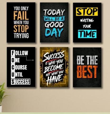 Set Of 6 Motivational Quotes Wooden Frames For Wall Decoration Sticky Photo Tiles With Double Tape