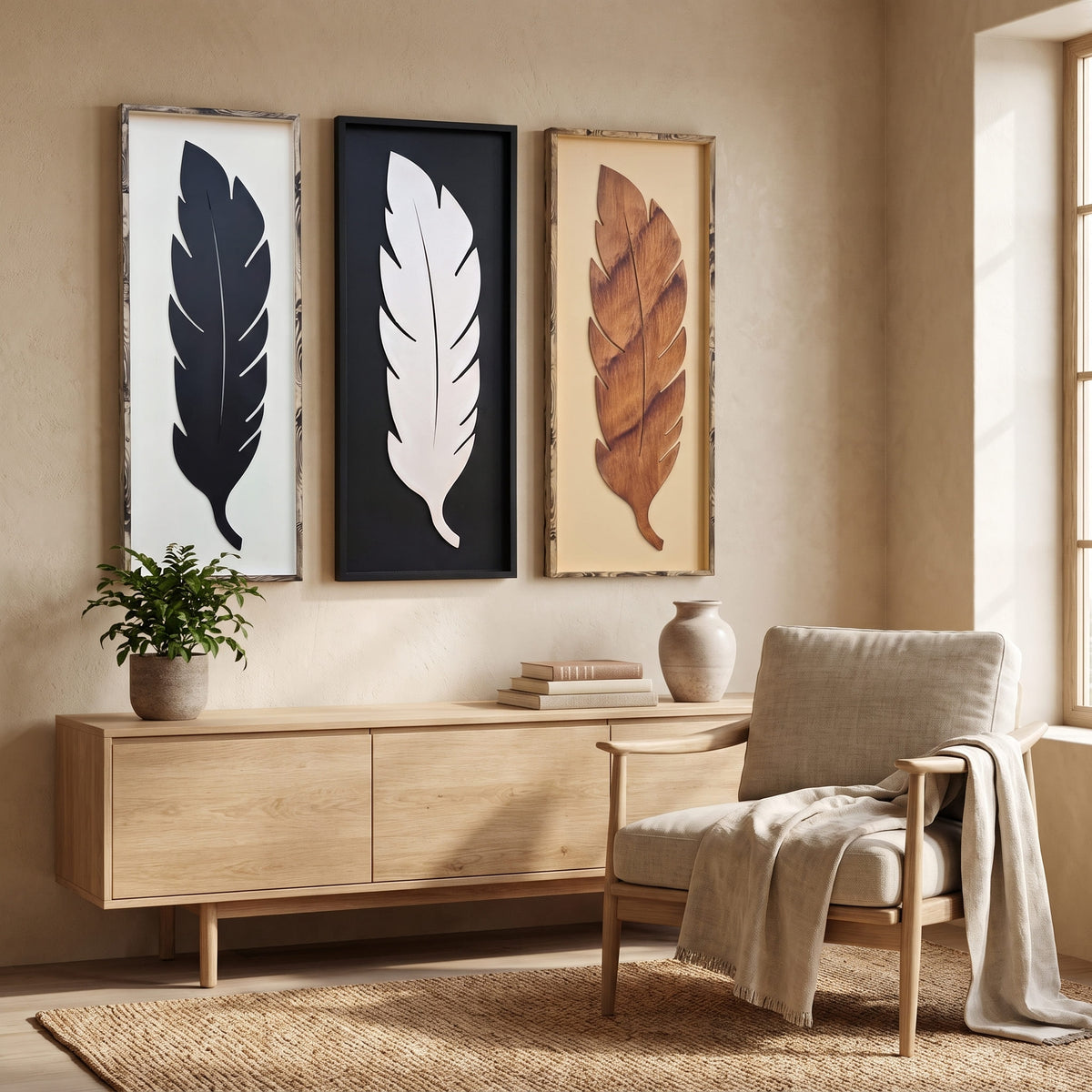Organic Feather | Set of 3 Frames